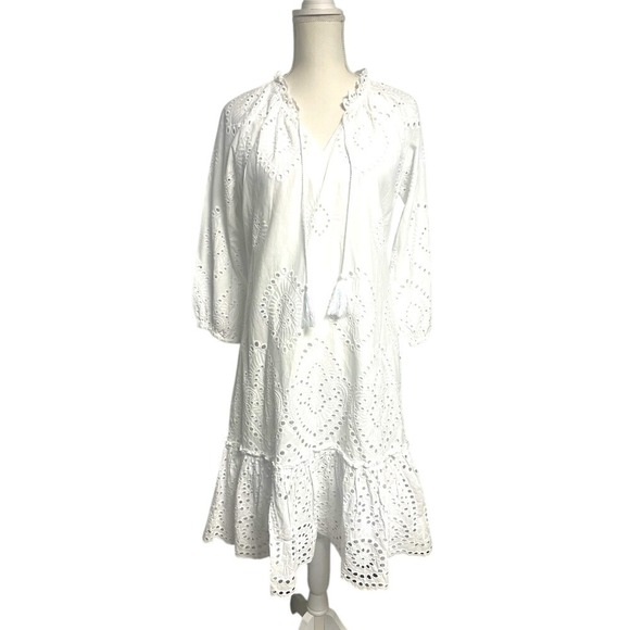 Soft Surroundings City of Gardens White Ruffle Dress Women's Small